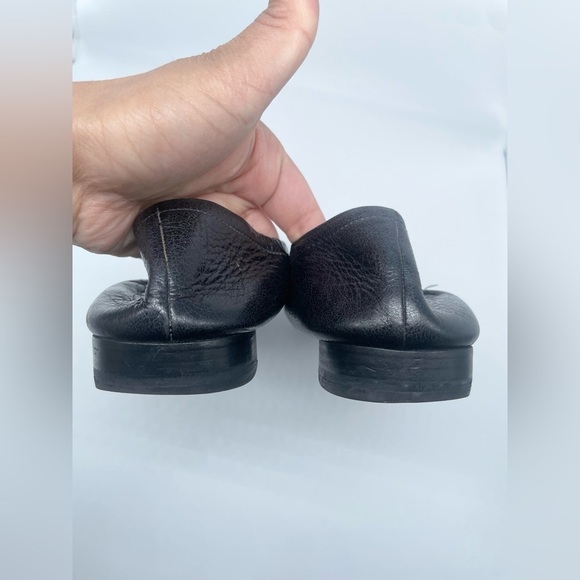 Prada Black Leather Cap toe logo embellish bow tie stretch ballerina flats EU 38 - Picture 10 of 13